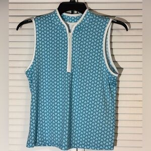Sigrid Olsen Blue and White Patterned Tank Top